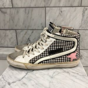 Golden Goose slide black white gingham 39